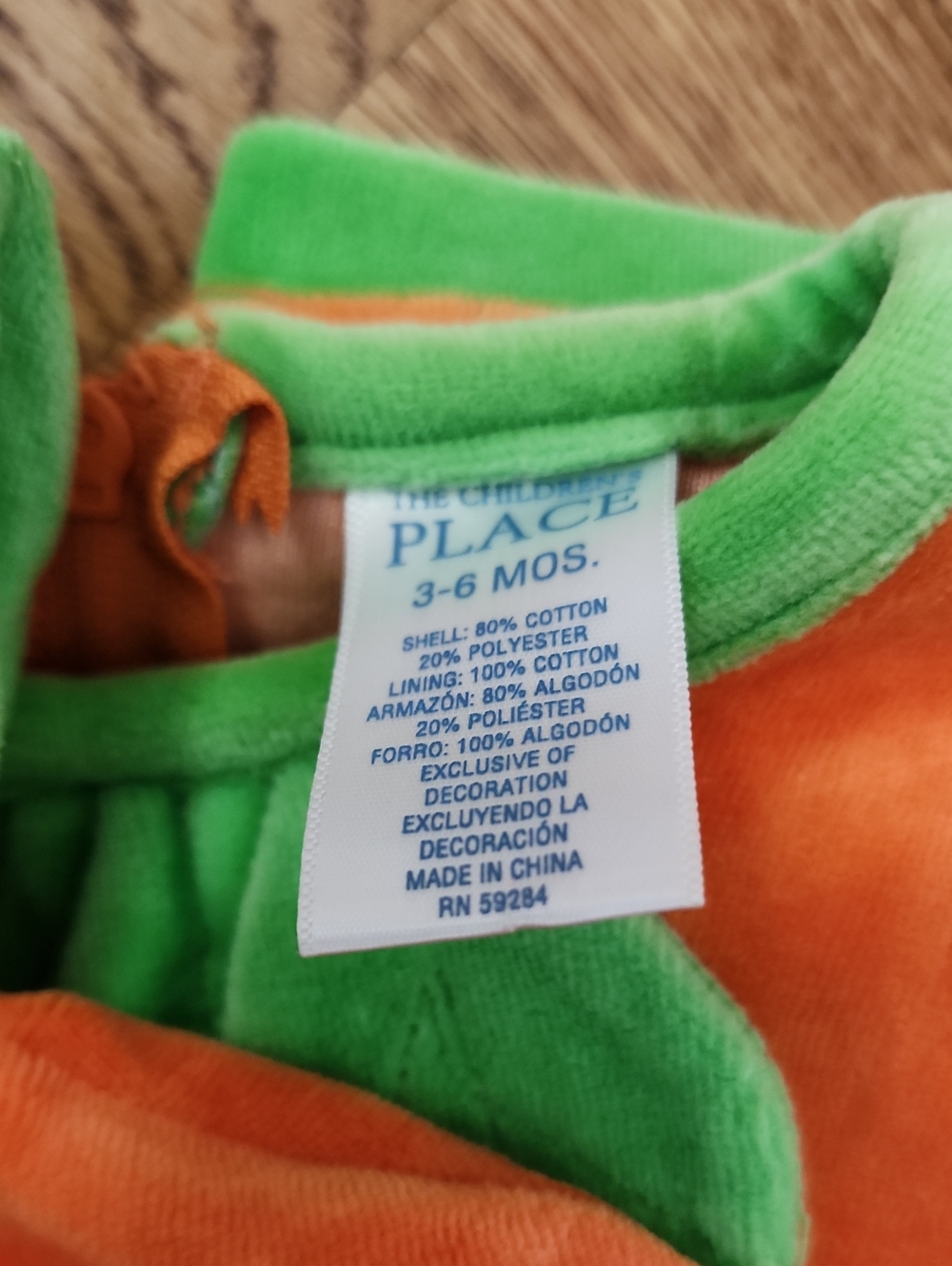 The Children's Place Infant Orange Velour Pumpkin Costume Set 3-6 Months - Picture 6 of 6